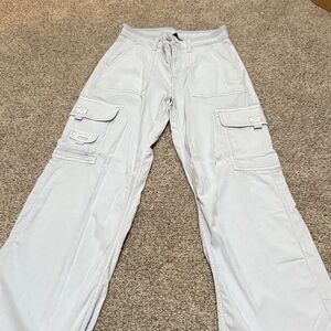 American Eagle Outfitters Women's Soft light blue distresse Cargo Wide Leg Pants